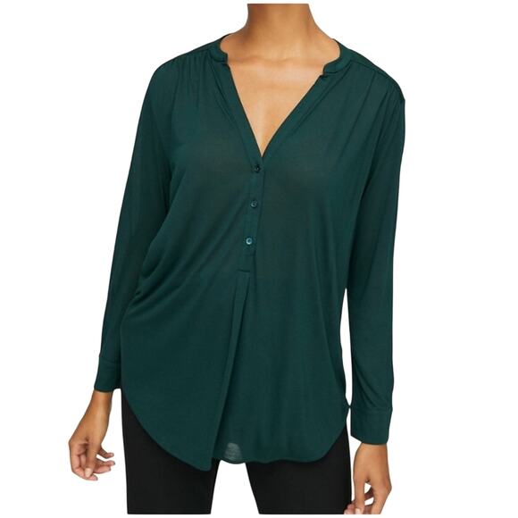 Aritzia Babaton V-Neck Long Sleeve Lightweight Black Shirttail Blouse Size Small - Picture 3 of 11
